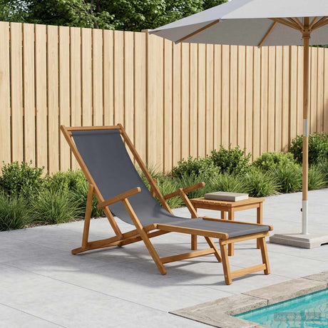 Vidaxl opvouwbare zonnebed 3 positie massief eucalyptus hout grijs
