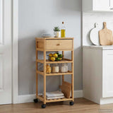 Vidaxl keukentrolley met wielen naturel 37 x 36 x 80 cm bamboe