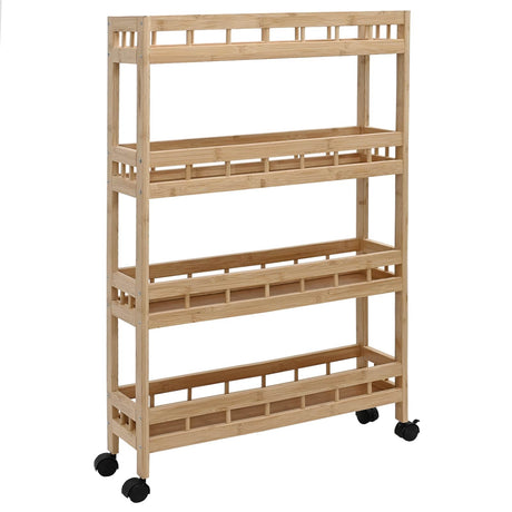 Vidaxl keukentrolley met wielen naturel 60 x 18 x 97 cm bamboe