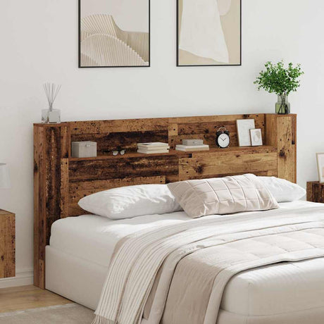 Vidaxl opslag hoofdeinde met led oud hout bewerkt hout