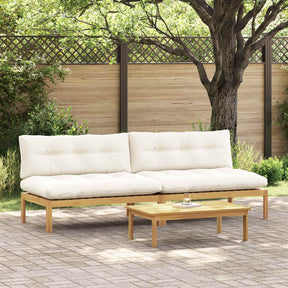 Vidaxl midden sofaset licht acacia en crème wit acaciahout