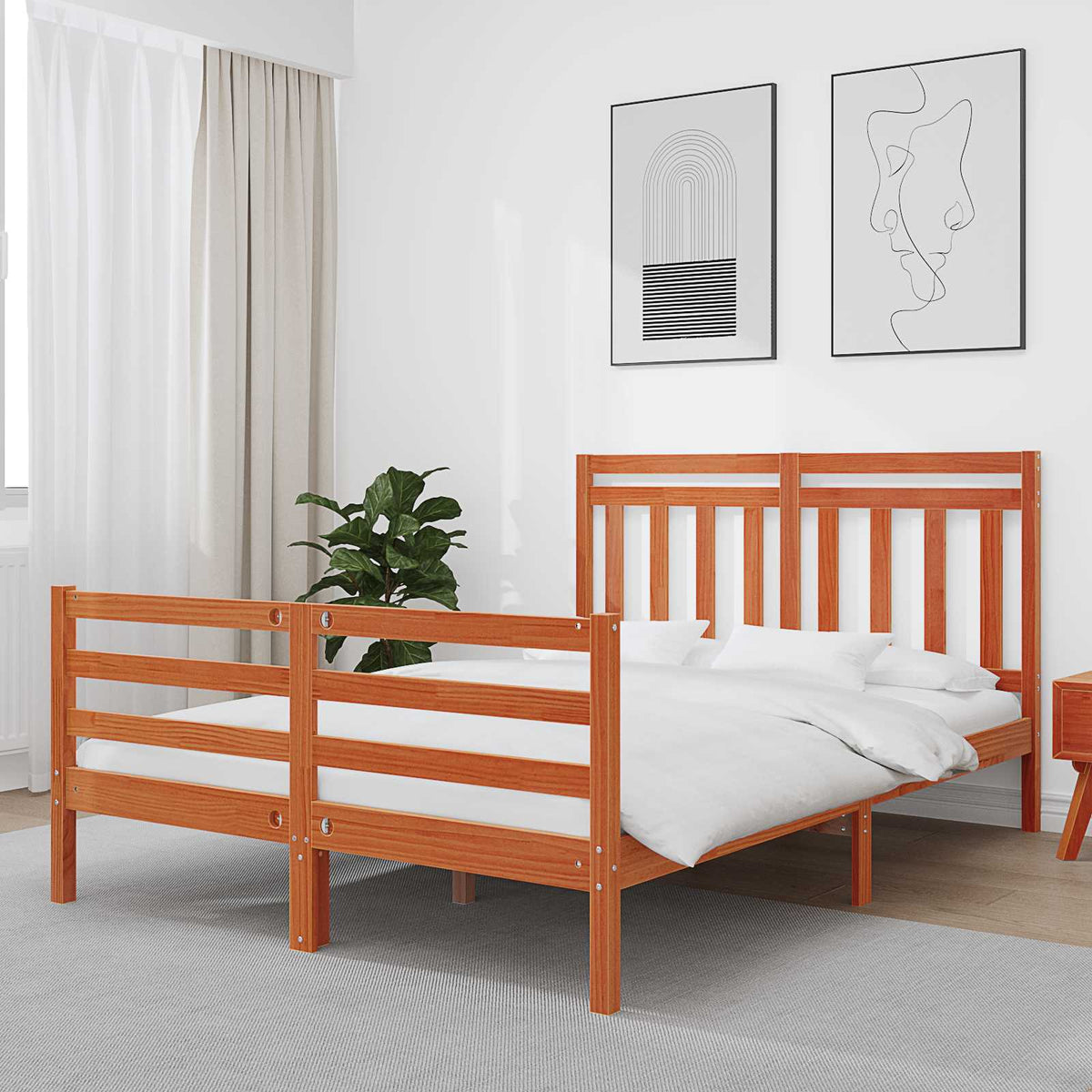 Vidaxl bedframe met hoofdeinde wasbruin 140 x 200 cm