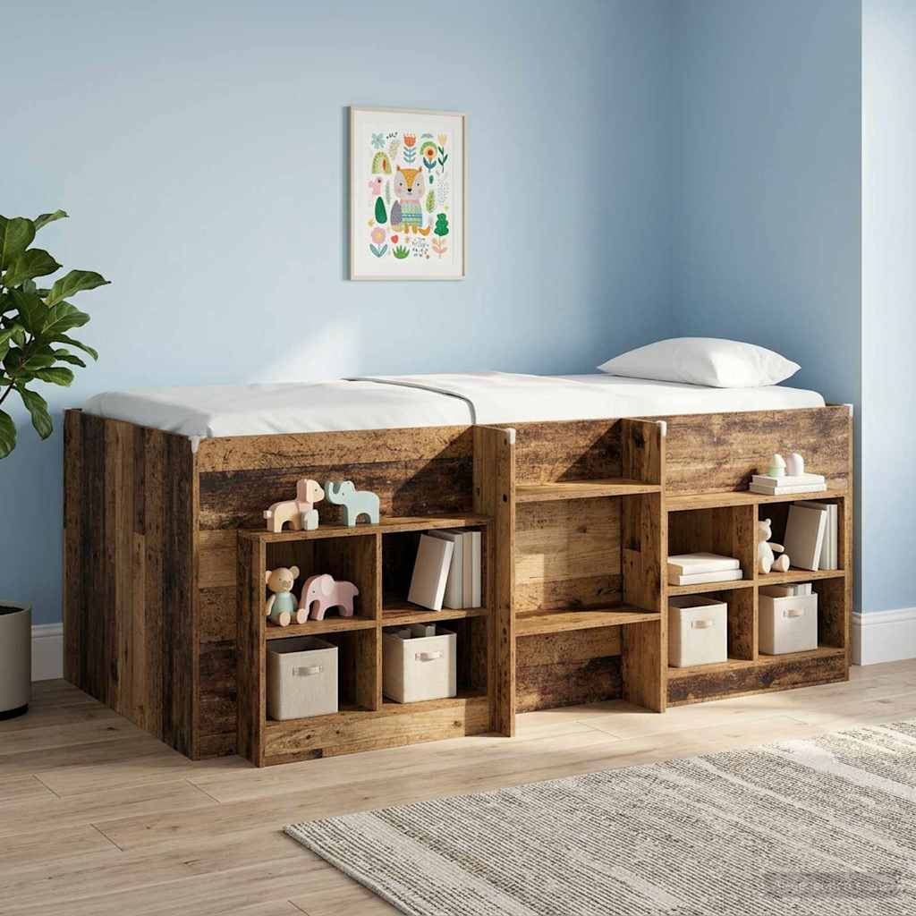 Vidaxl bed kast met plank 2 st oud hout 66 x 33 x 48 cm bewerkt hout