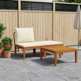 Vidaxl 3 st tuin loungeset met kussens massief acaciahout touw