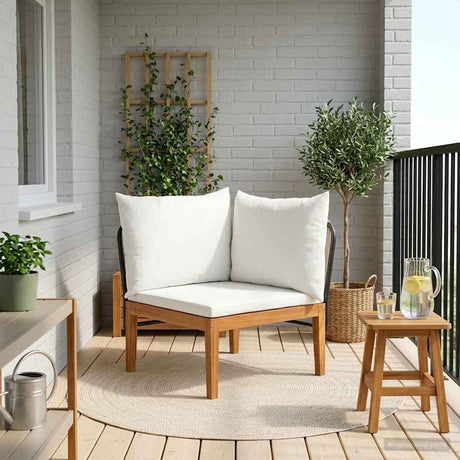 Vidaxl tuin hoek sofa met kussens massief acaciahout touw naturel