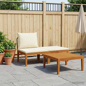 Vidaxl 3 st tuin loungeset met kussens massief acaciahout touw