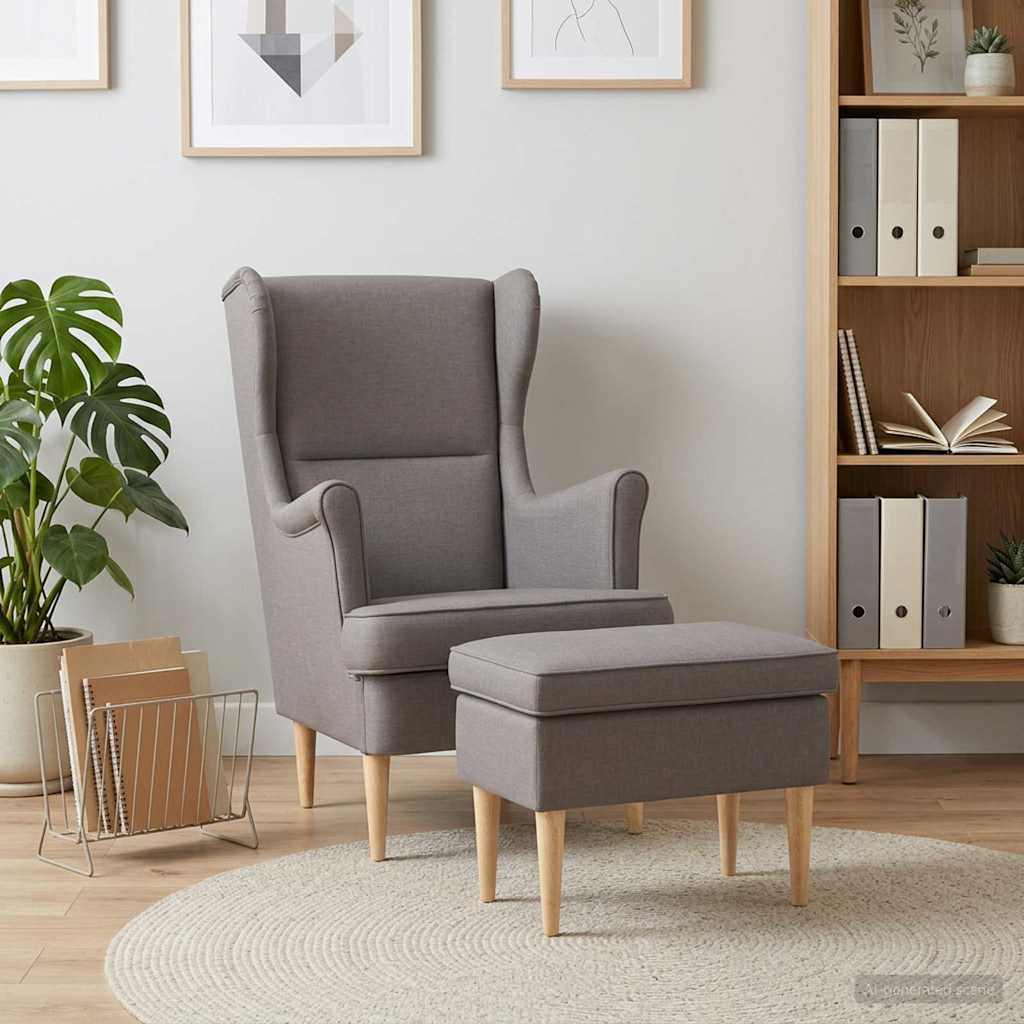Vidaxl fauteuil met voetenbank 2 st taupe stof