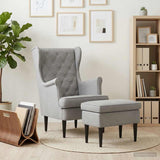 Vidaxl fauteuil met voetenbank 2 st lichtgrijs fluweel