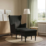 Vidaxl fauteuil met voetenbank 2 st zwart fluweel
