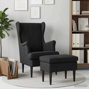 Vidaxl fauteuil met voetenbank 2 st zwart fluweel