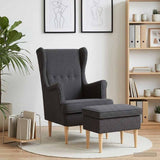 Vidaxl fauteuil met voetenbank 2 st donkergrijs bouclé