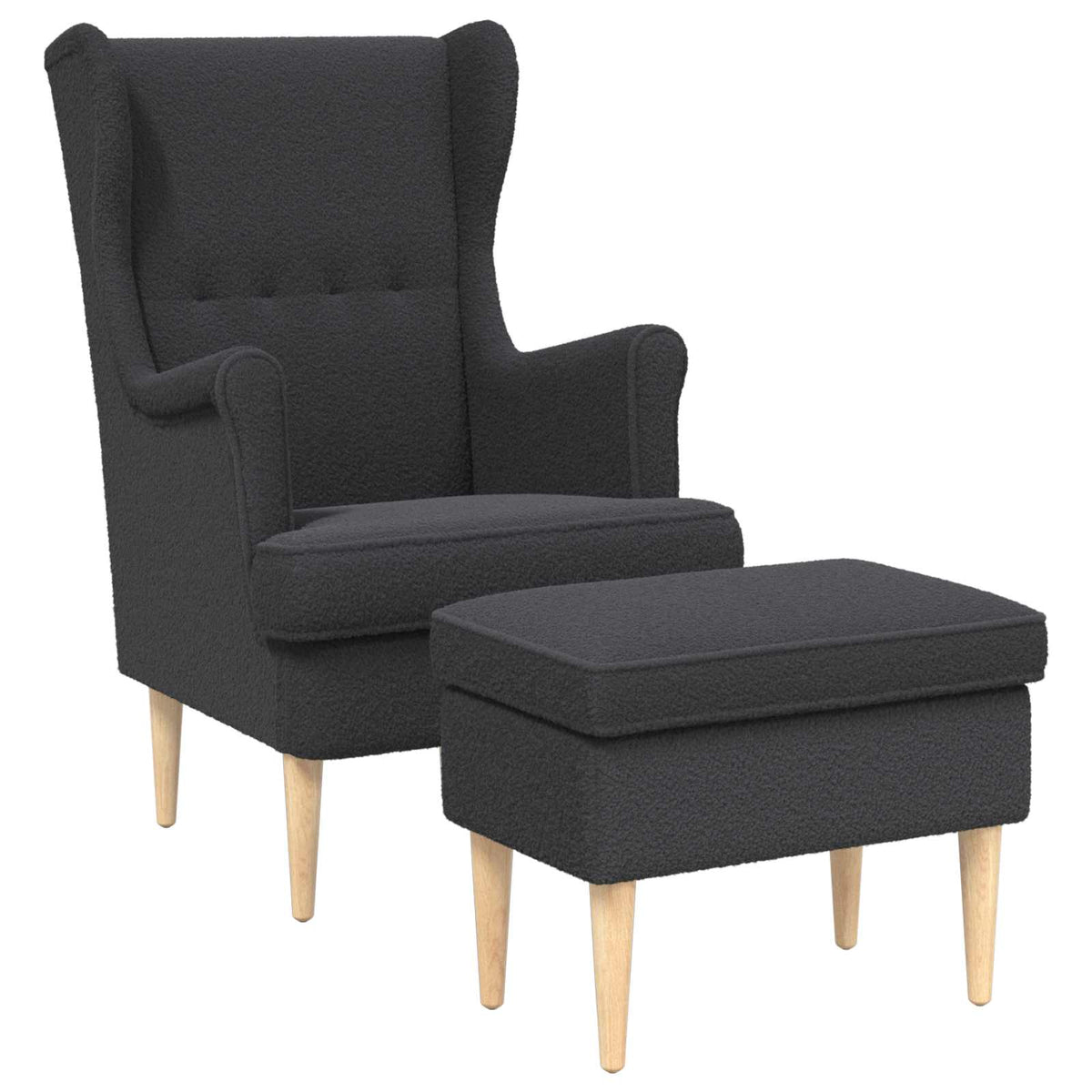 Vidaxl fauteuil met voetenbank 2 st donkergrijs bouclé