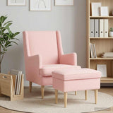 Vidaxl fauteuil met voetenbank 2 st roze bouclé