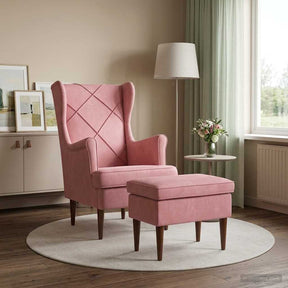 Vidaxl fauteuil met voetenbank 2 st roze fluweel