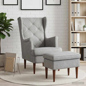 Vidaxl fauteuil met voetenbank 2 st lichtgrijs fluweel