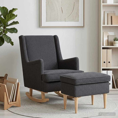 Vidaxl fauteuil met voetenbank 2 st donkergrijs bouclé