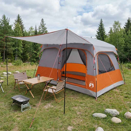 Vidaxl gezinstent 6-persoons grijs en oranje polyester