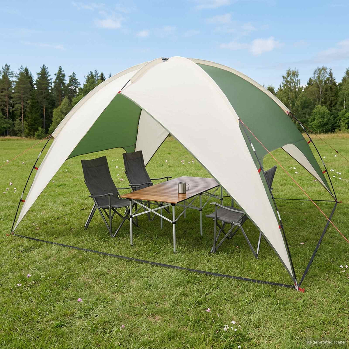 Vidaxl camping tent met regenhoes waterdicht 4-persoons groen