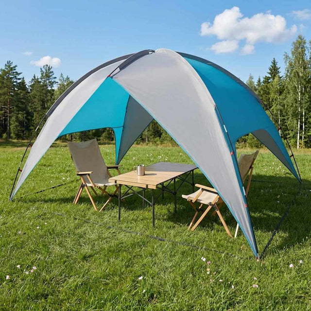 Vidaxl camping tent met regenhoes waterdicht 4-persoons blauw
