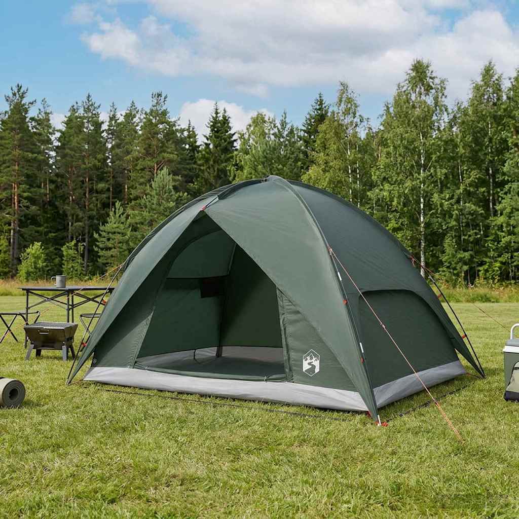 Vidaxl camping tent met regenhoes waterdicht 4-persoons legergroen