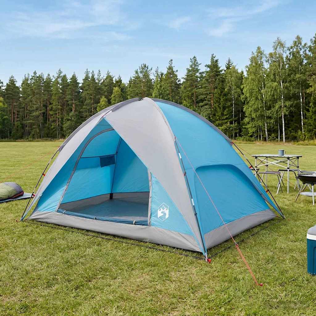 Vidaxl camping tent met regenhoes waterdicht 4-persoons blauw