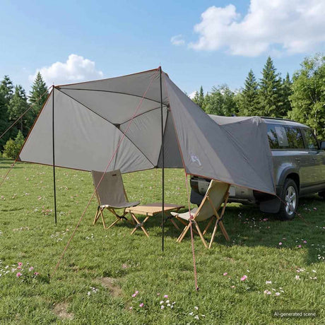 Vidaxl autotent grijs en oranje 308 x 215 x 220 cm polyester en staal