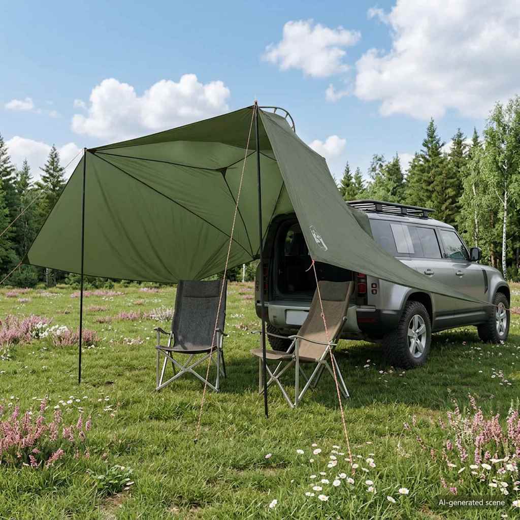 Vidaxl autotent legergroen 350 x 250 cm polyester en staal
