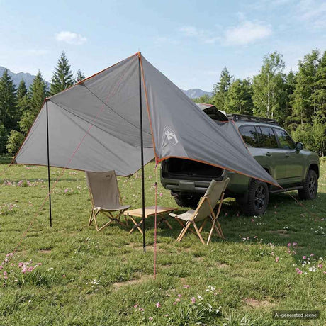 Vidaxl voertuig luifel grijs en oranje 500 x 515 x 215 cm