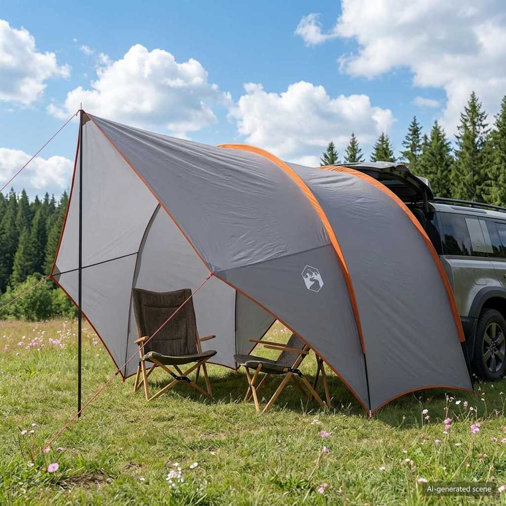 Vidaxl tailgate luifel waterdicht grijs en oranje 405 x 280 x 220 cm