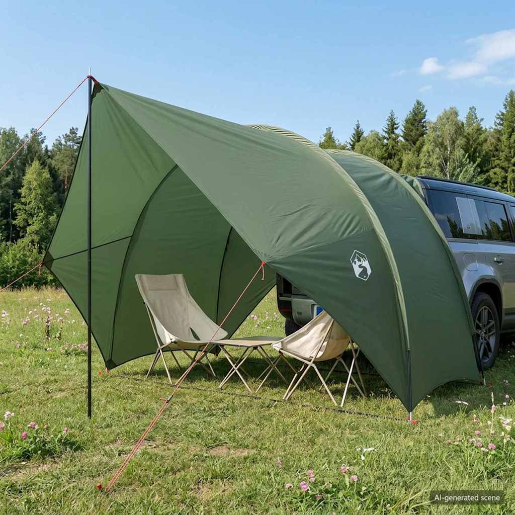 Vidaxl tailgate luifel waterdicht legergroen 405 x 280 x 220 cm