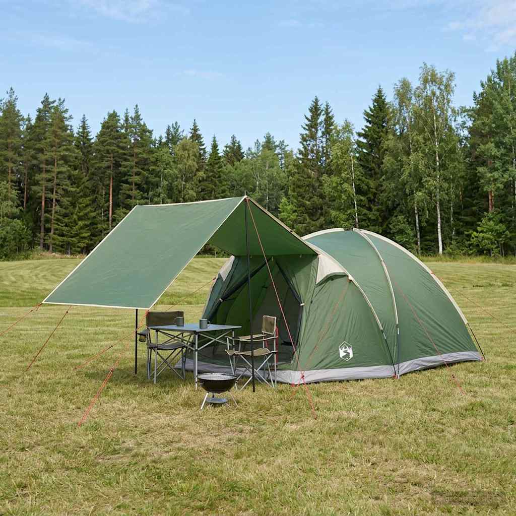 Vidaxl huisje tent 4-persoons groen polyester en staal