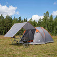 Vidaxl huisje tent 4-persoons grijs en oranje polyester en staal