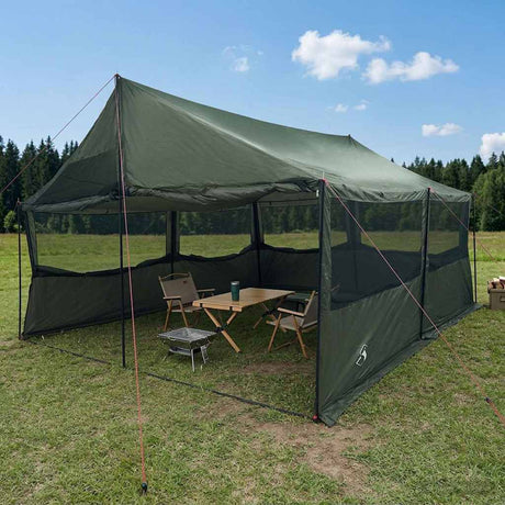 Vidaxl gezinstent leger groen 600 x 402 x 268 cm polyester en staal