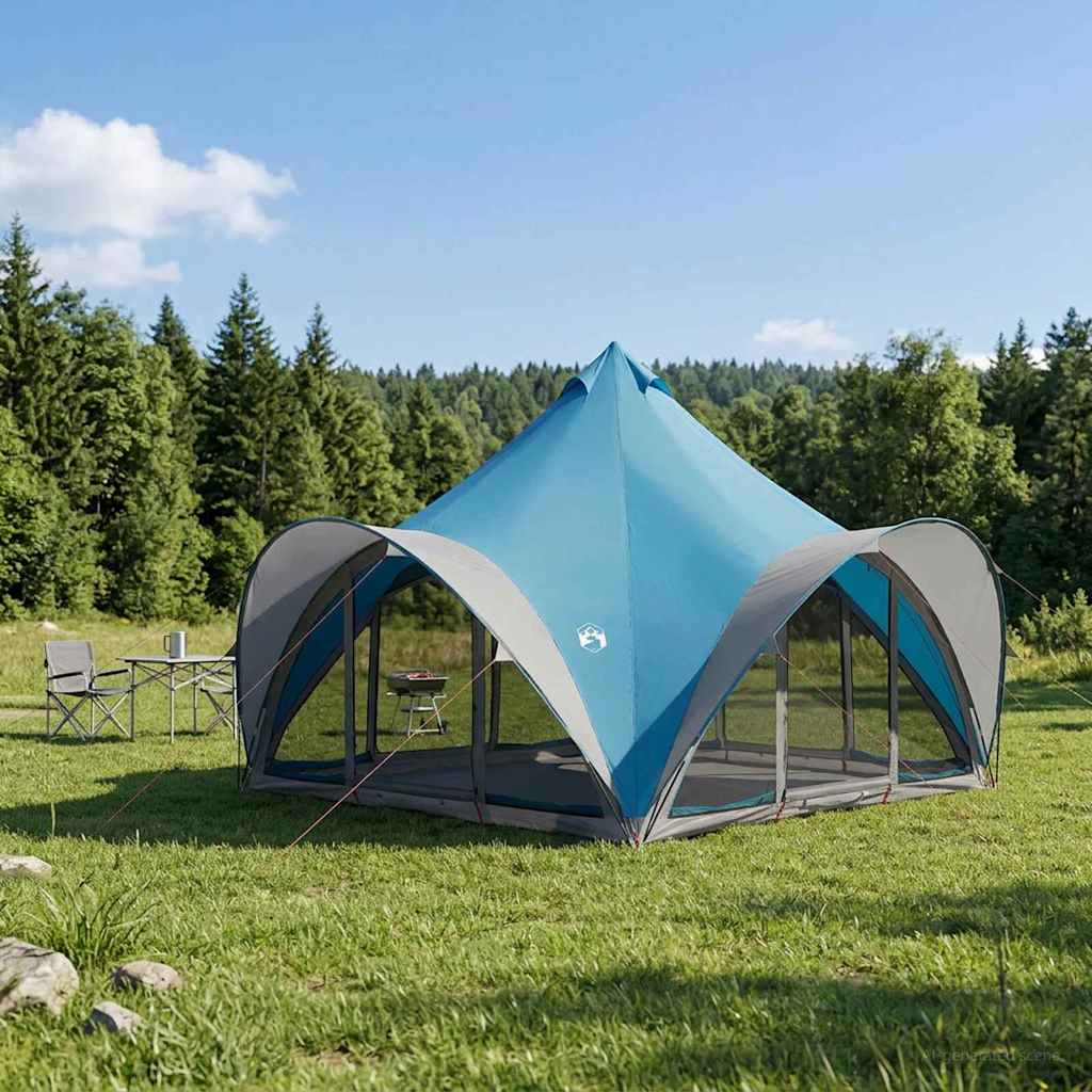 Vidaxl tipi tent 6.0-persoons blauw polyester en staal