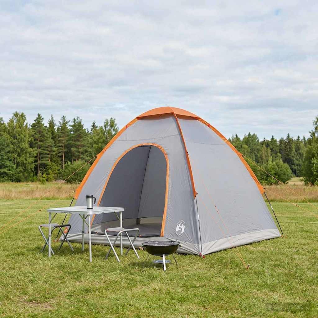 Vidaxl kamperen tent 2-persoons grijs en oranje