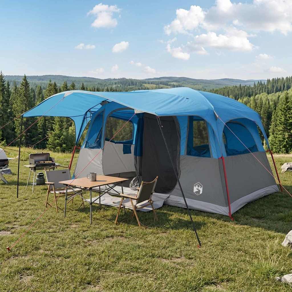 Vidaxl tunneltent 12-persoons blauw polyester en staal