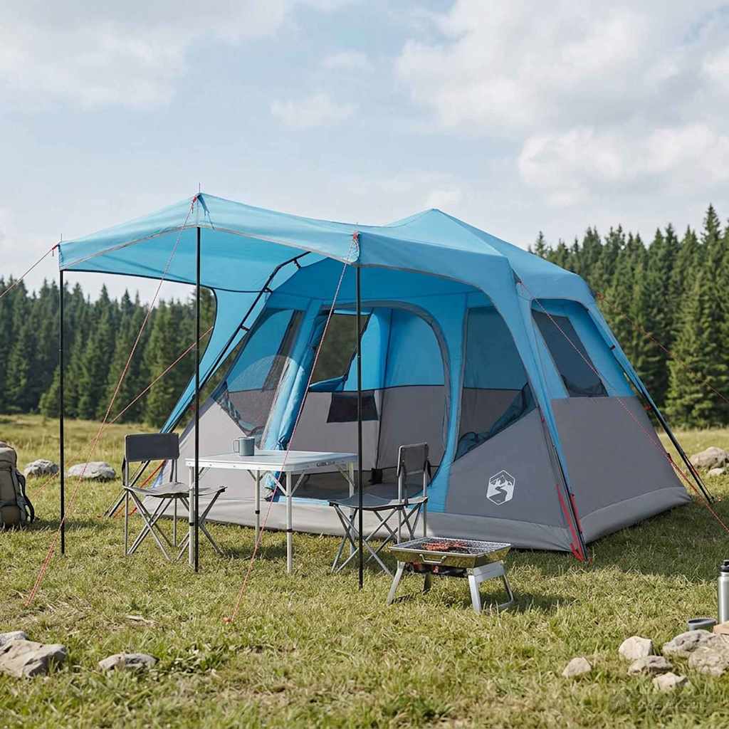 Vidaxl gezinstent blauw 6-persoons polyester en staal
