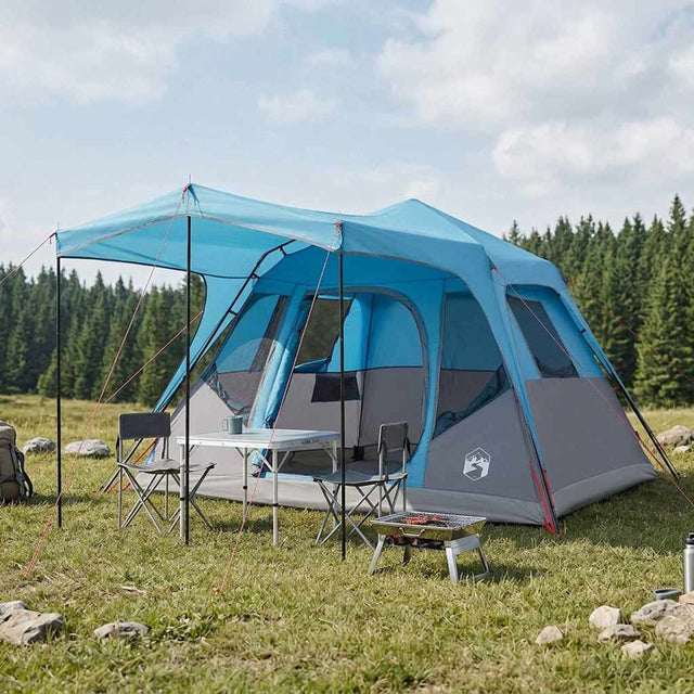 Vidaxl gezinstent blauw 6-persoons polyester en staal
