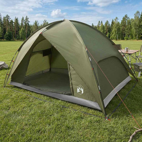 Vidaxl camping tent met regenhoes waterdicht 4-persoons olijfgroen