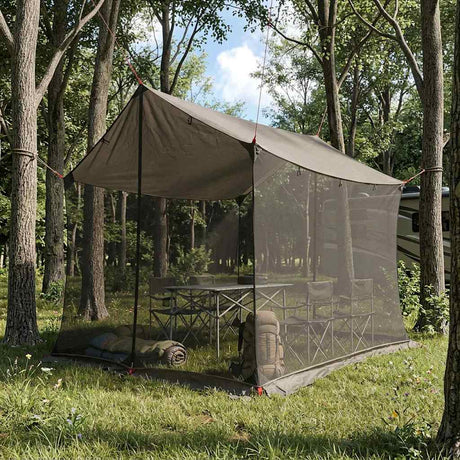 Vidaxl campingzeil met gaaswanden bruin grijs 270 x 210 x 210 cm