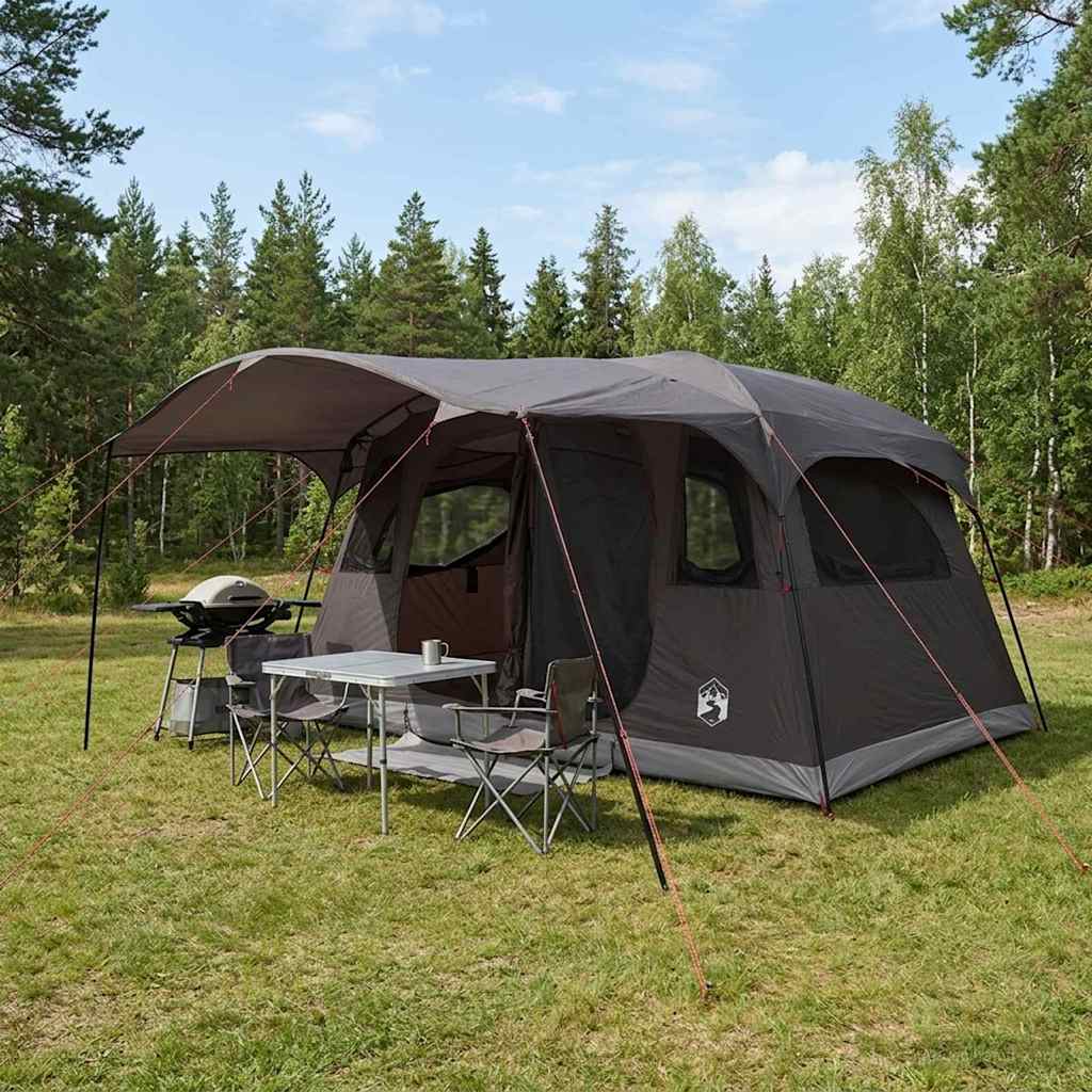 Vidaxl tunneltent 10-persoons bruin grijs polyester en staal