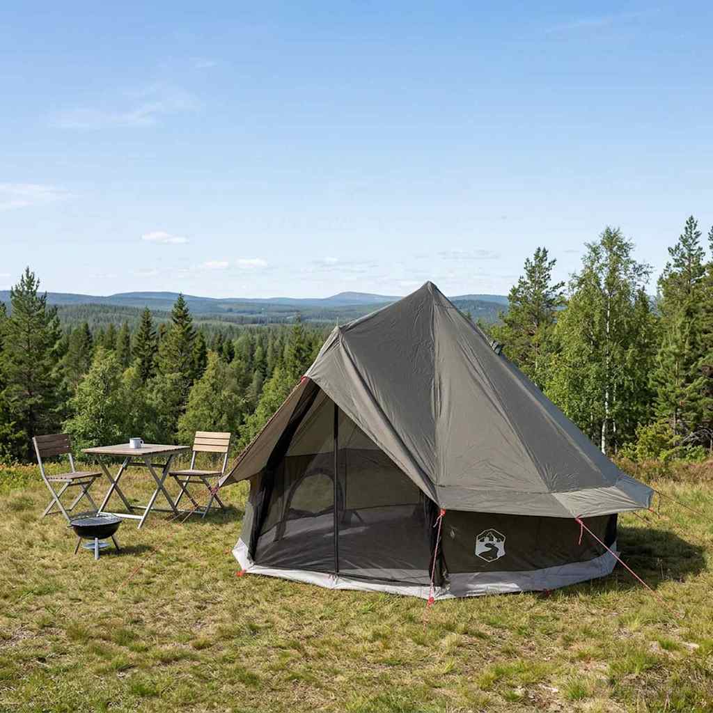 Vidaxl tipi tent 4-persoons bruin grijs polyester en staal
