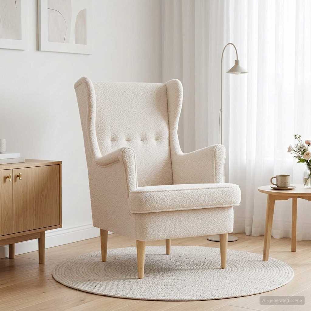Vidaxl fauteuil crèmekleurig bouclé