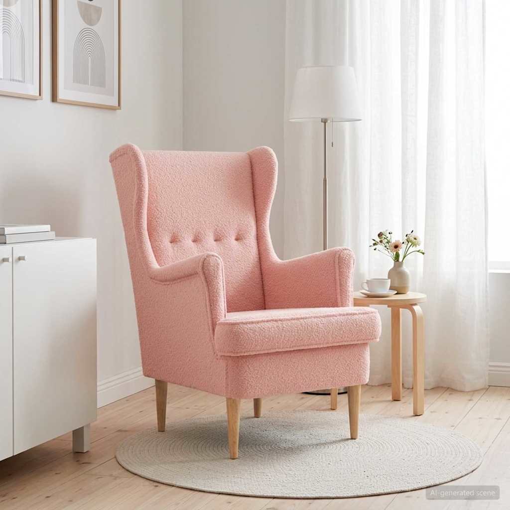 Vidaxl fauteuil roze bouclé