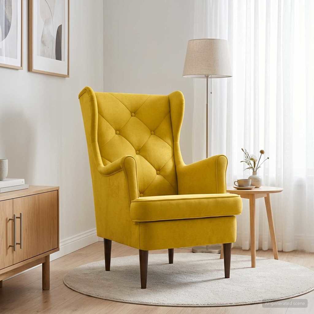 Vidaxl fauteuil geel fluweel