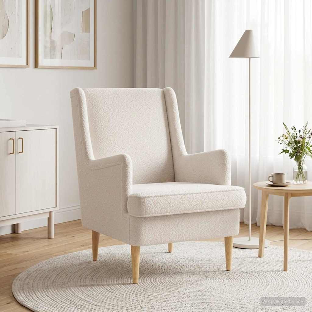 Vidaxl fauteuil crèmekleurig bouclé