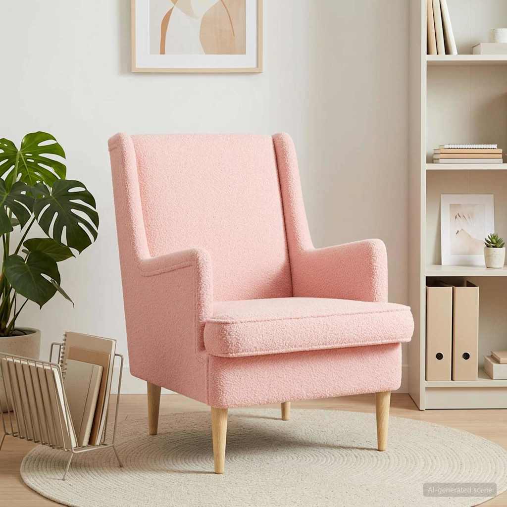 Vidaxl fauteuil roze bouclé