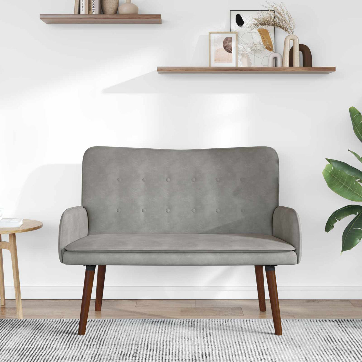 Vidaxl 2-zits sofa lichtgrijs 115 x 61 x 87 cm fluweel