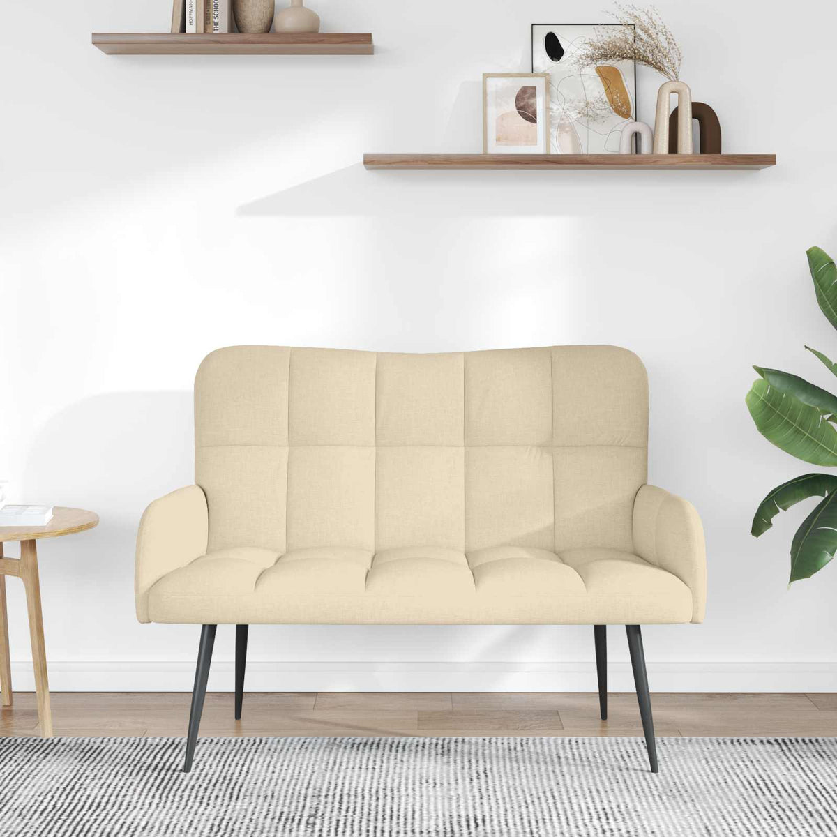 Vidaxl 2-zits sofa crèmekleurig 115 x 61 x 87 cm stof
