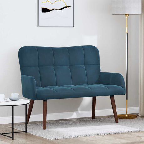 Vidaxl 2-zits sofa blauw 115 x 61 x 87 cm fluweel